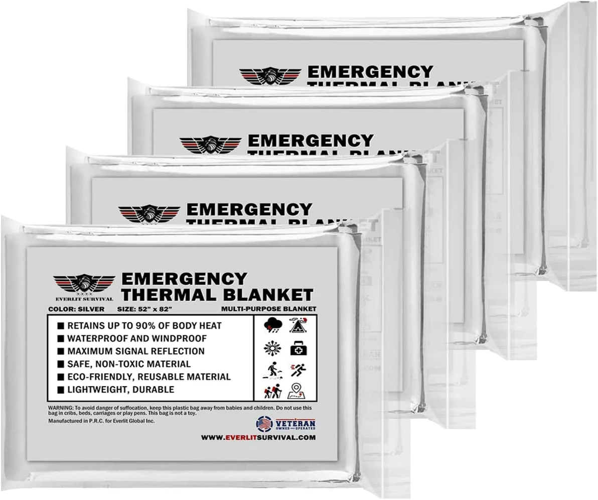 Mylar Emergency Space Blanket (4-Pack)