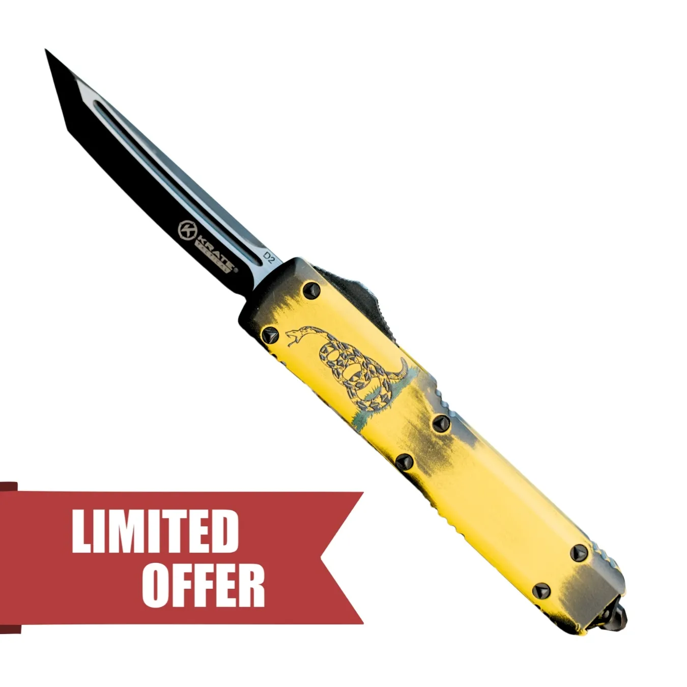 [KRT-OTF-SSYC-AYK-T0D2K] Gadsden OTF Knife (Don't Tread On Me Edition)