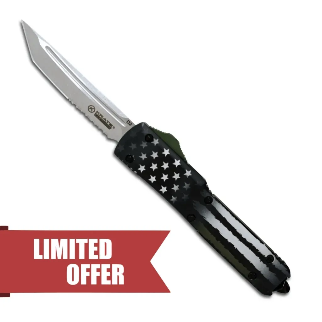 [KRT-OTF-SSAC-AAN-T3D2S] OTF Knife (Green Line Edition) (Serrated Tanto)